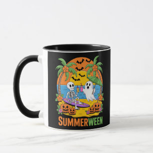 Caneca Fu do Halloween de Summerwin Skeleton Ghost Beach