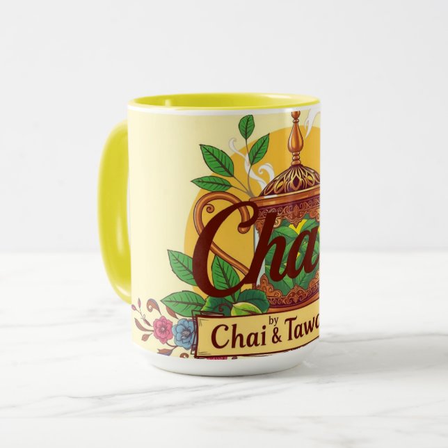 Caneca Fueled By Chai & Tawakkul | Floral Islamic Teapot  (Frente Esquerda)