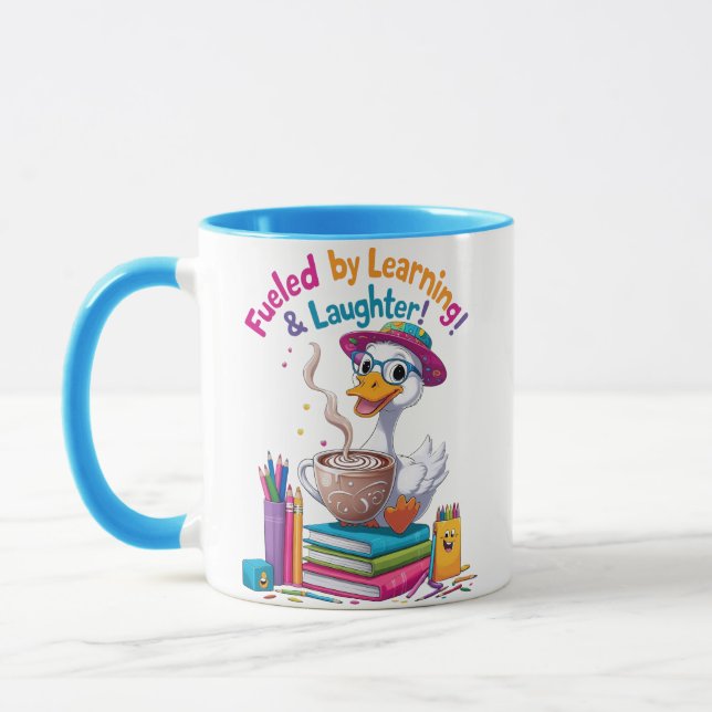 Caneca Fueled by Learning Goose Mug – Back to School Fun (Esquerda)