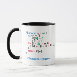 Caneca Função de Sequência Fibonacci| Trecho de código