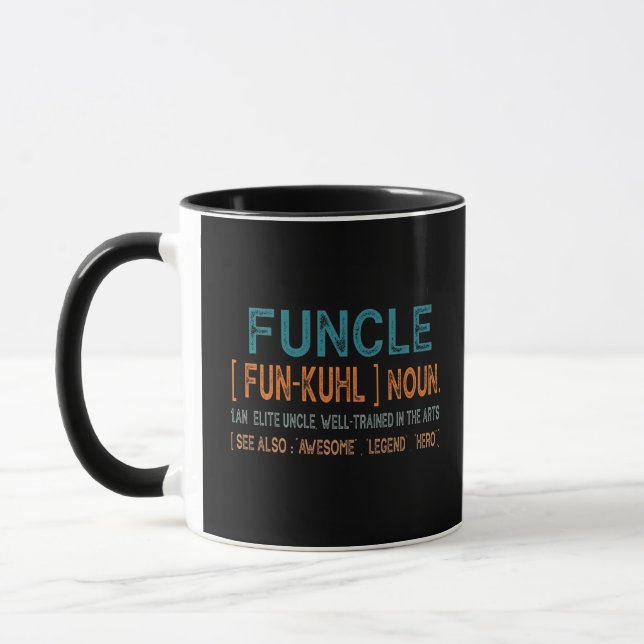 Caneca Funcle Engraçado Tio Definição, Incrível Herói da  (Esquerda)