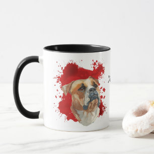 Caneca Fundo Abstrato Vermelho Americano Bulldog