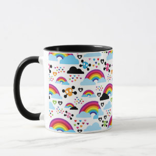 Caneca Fundo adolescente do crânio do arco-íris do emo
