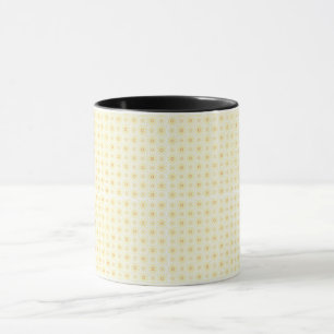 Caneca fundo amarelo e branco com pequenos círculos