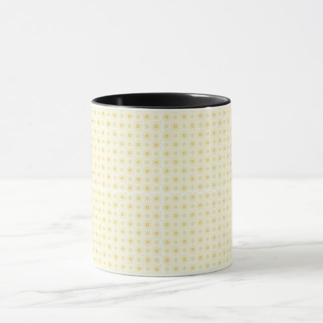 Caneca fundo amarelo e branco com pequenos círculos (Centro)
