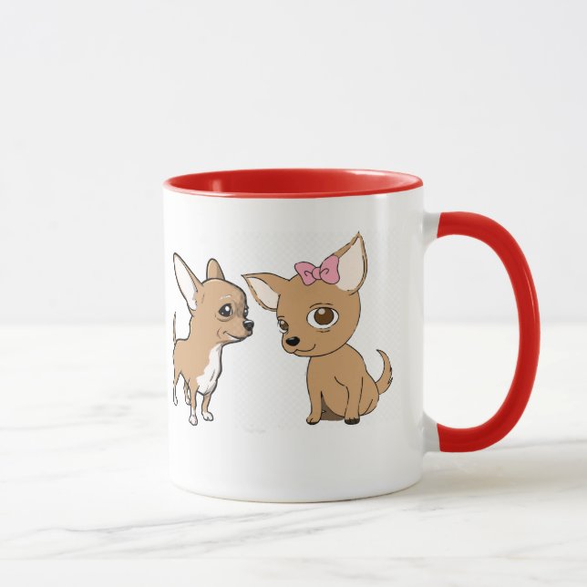 Caneca Fundo Chihuahuas animado e bonito (Direita)