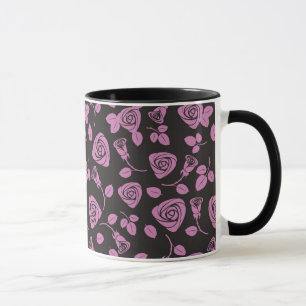 Caneca Fundo cor-de-rosa floral