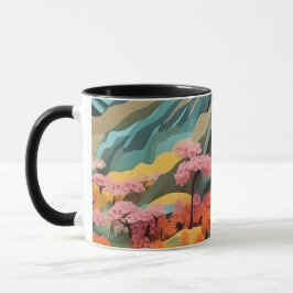 Caneca Fundo de Efeito 3D na Paisagem Japonesa