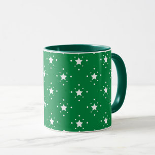 Caneca Fundo de Natal Verde Estrelas