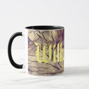 Caneca Fundo de tronco de árvore de madeira vintage perso