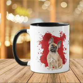 Caneca Fundo do Bulldog Vermelho Abstrato