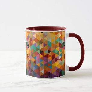 Caneca Fundo do teste padrão dos triângulos do vintage