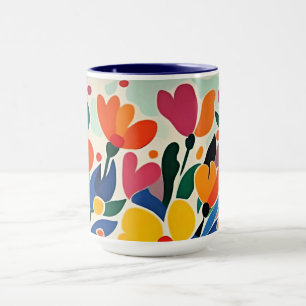 Caneca Fundo floral abstrato, vibrante,