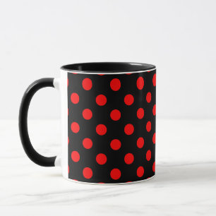 Caneca Fundo Preto Bolinhas Vermelhas
