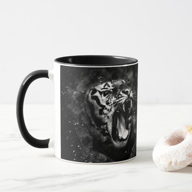 Caneca Fundo Tigre Escuro Feroz (Com Donut)