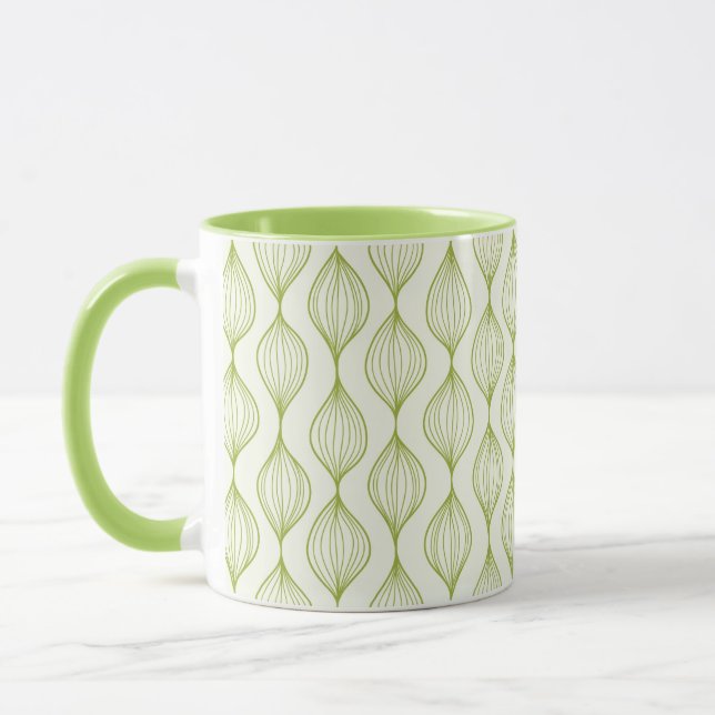 Caneca Fundo vertical verde do teste padrão do ogee (Esquerda)
