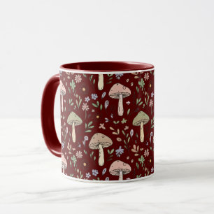 Caneca Fungo Marrom Escuro Sem Costura Gothic Dark Academ