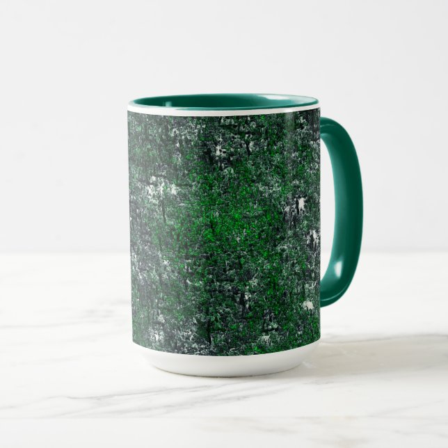 Caneca Fungo verde sobre rocha ou tronco de cinza esbranq (Frente Esquerda)