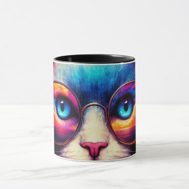 Caneca Funky Colorful Cat Illustration Mug (Centro)