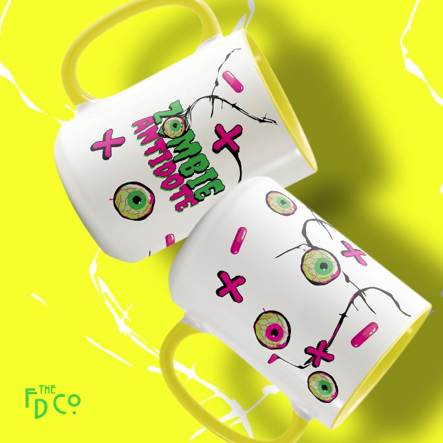 Caneca Funky Ghoulish Engraçado, Zombie Engraçado, Antído (Criador carregado)