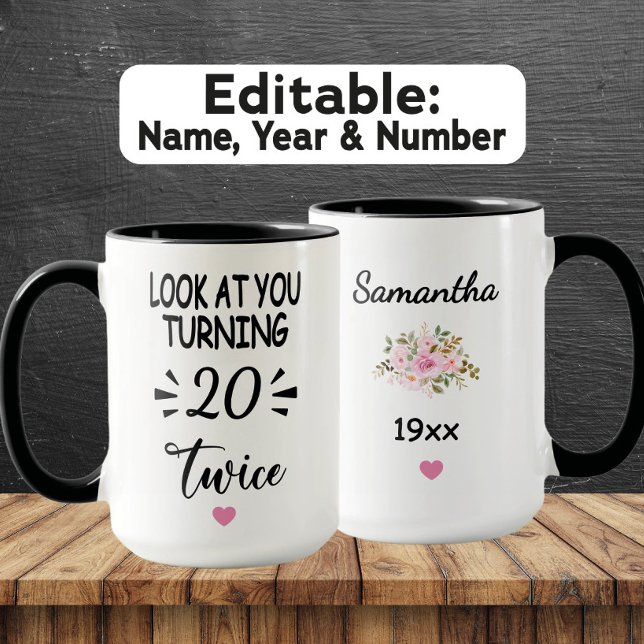 Caneca Funny 40th Birthday – Custom Name & Birth Year (Criador carregado)