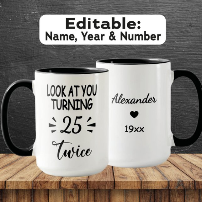 Caneca Funny 50th Birthday Mug – Custom Name & Birth Year (Criador carregado)