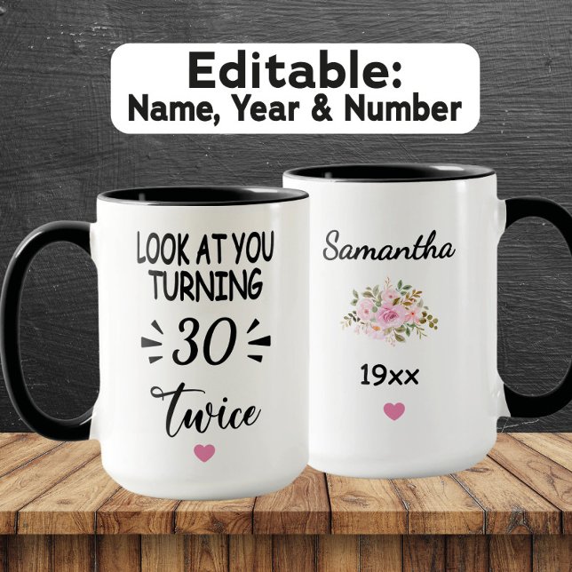 Caneca Funny 60th Birthday – Custom Name & Birth Year (Criador carregado)