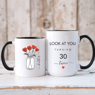 Caneca Funny 60th Birthday Floral Milestone Birthday