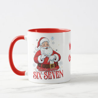 Caneca Funny 67 Meme Santa says SIX SEVEN For Christmas 