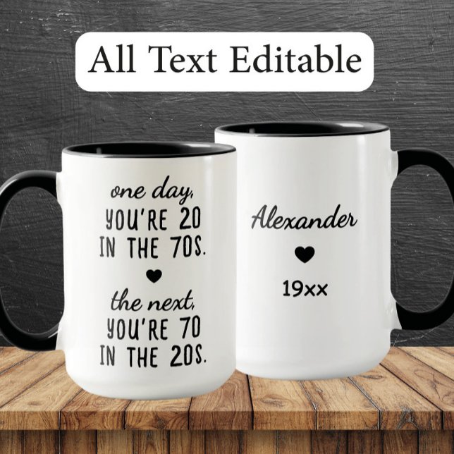 Caneca Funny 70th Birthday Personalized Mug - Age Humor (Criador carregado)