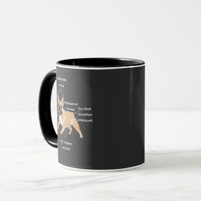 Caneca Funny Anatomy of a French Bulldog Illustration (Frente Esquerda)