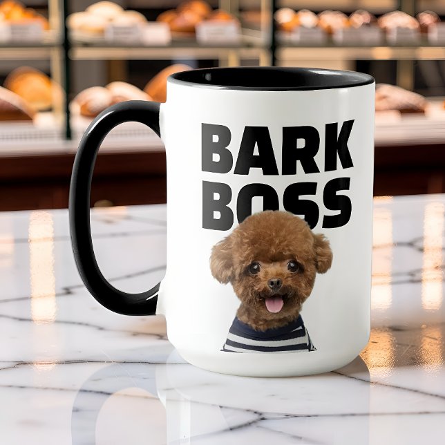 Caneca Funny Bark Boss Dog Photo Personalized (Criador carregado)