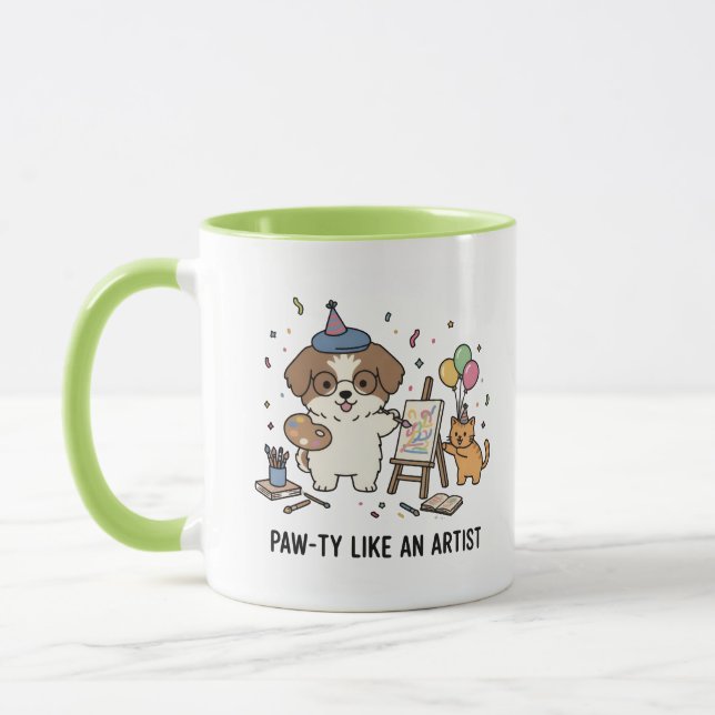 Caneca Funny Beagle Dog Art Lover Birthday Celebration (Esquerda)
