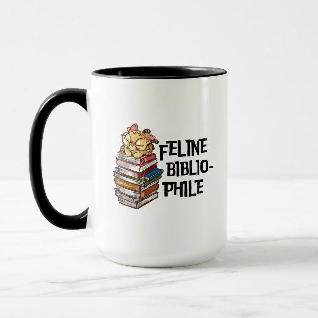 Caneca Funny Book Cat Lover Quote Feline Bibliophile (Esquerda)