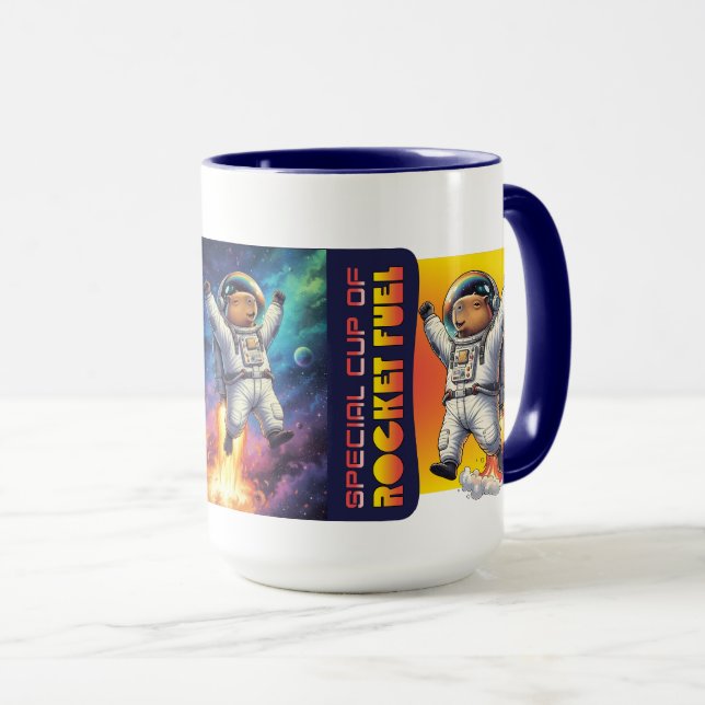 Caneca Funny Capybara Morning Rocket Fuel Dad Joke (Frente Esquerda)