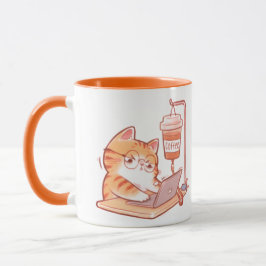 Caneca Funny Coffee Cat Mug, Cute Overworked Programmer G