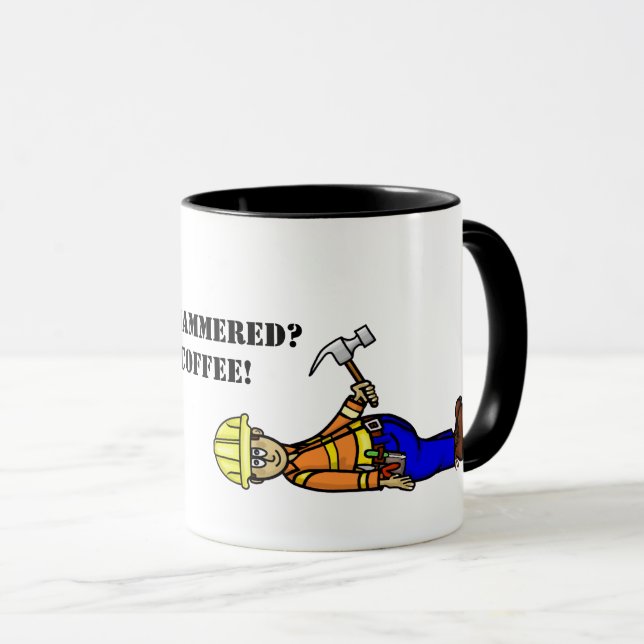 Caneca Funny Construction Worker com Hammer Mug (Frente Esquerda)
