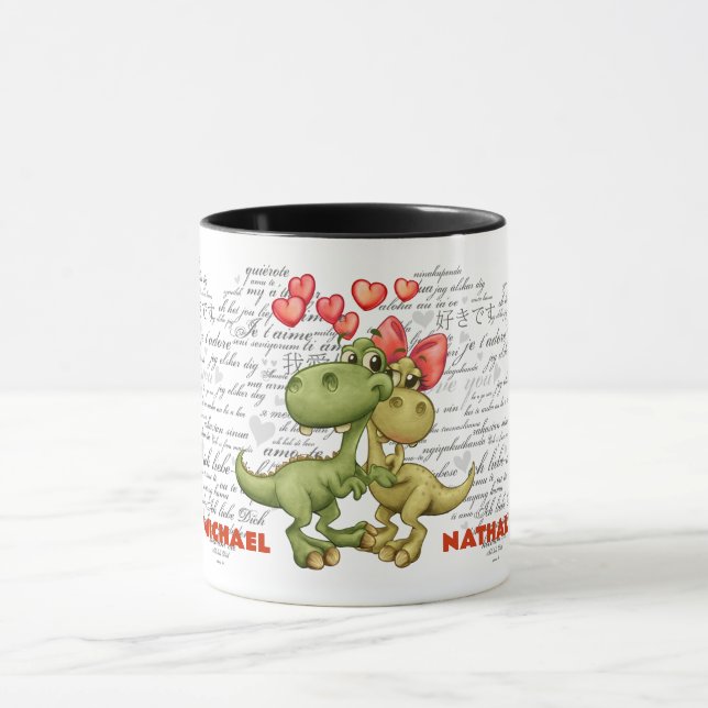 Caneca  Funny Dinosaurs Valentine's Day Gift (Centro)
