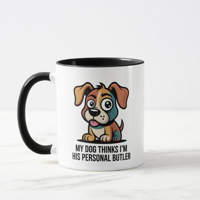 Caneca Funny Dog Butler Cartoon Quote (Esquerda)