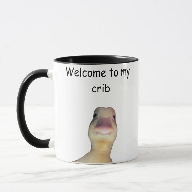 Caneca Funny Duck Meme – “Welcome to My Crib” Cute Animal (Esquerda)