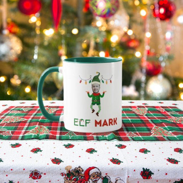 Caneca Funny elf coffee mug with your customizable face (Criador carregado)