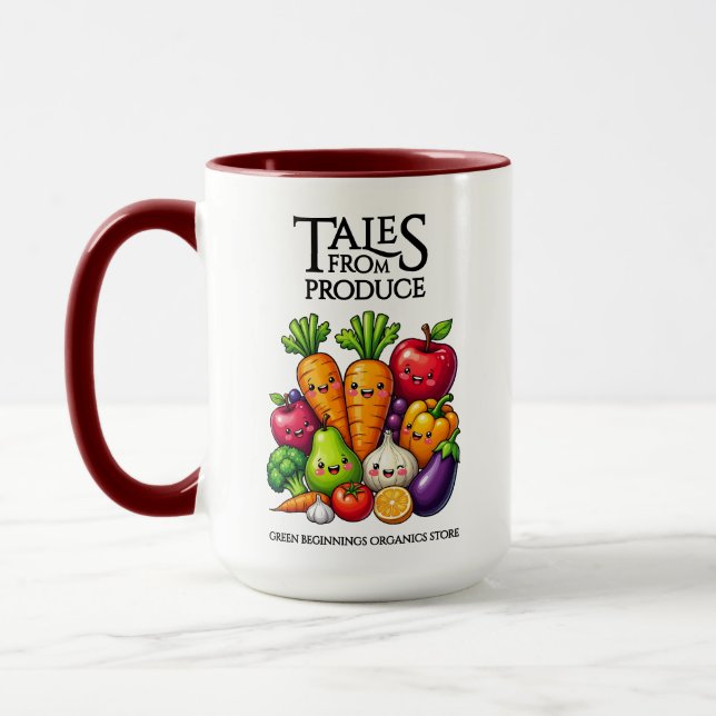 Caneca Funny Fruits Veggies Tales from Produce Grocery (Esquerda)