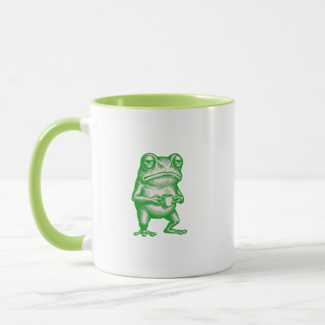 Caneca Funny Grumpy Frog Coffee Monday Morning  (Esquerda)