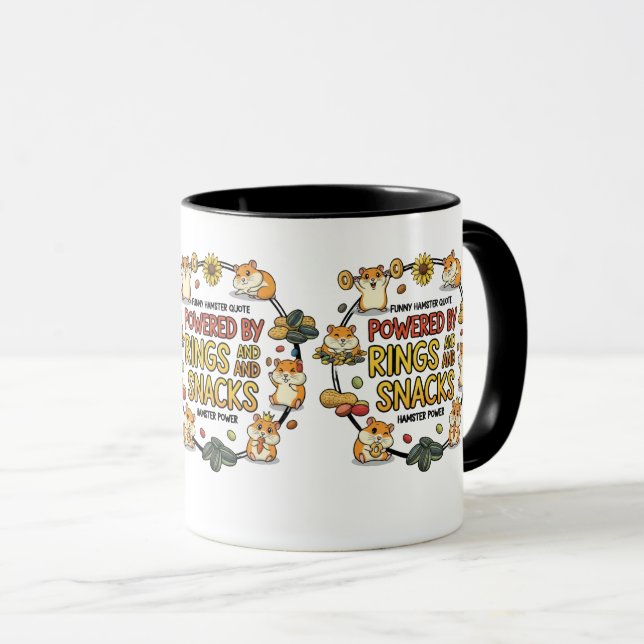 Caneca Funny Hamster Rings and Snacks Quote (Frente Esquerda)