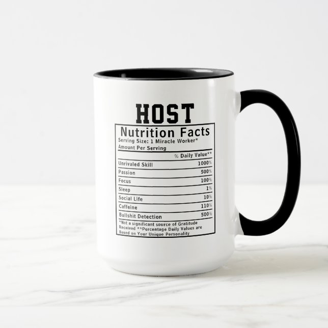Caneca Funny Host Nutrition Facts Event Staff Worker Gift (Direita)
