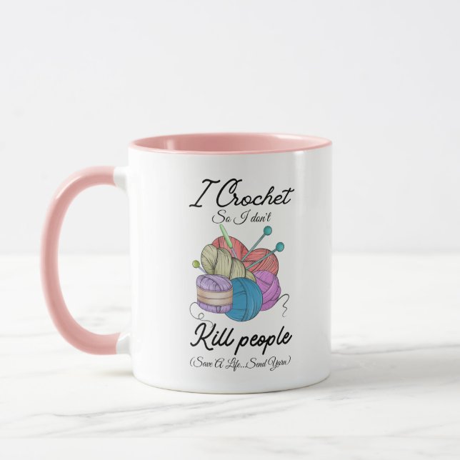 Caneca Funny I Crochet Save A Life Yarn Art (Esquerda)
