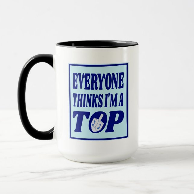 Caneca Funny I'm A Top Blue Hanukkah Joke Dreidel  (Esquerda)