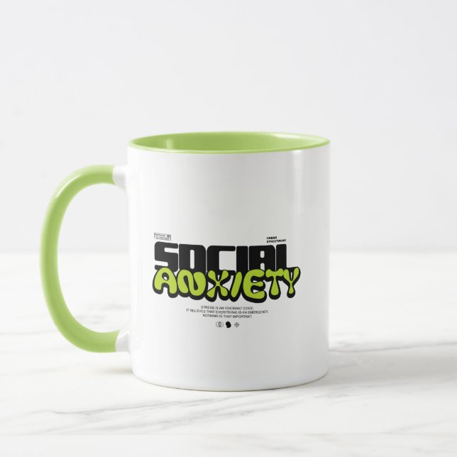 Caneca Funny Introvert "Social Anxiety" Quote (Esquerda)