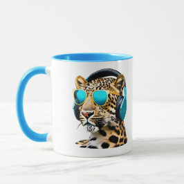 Caneca Funny Jammin' Leopard Coffee Mug