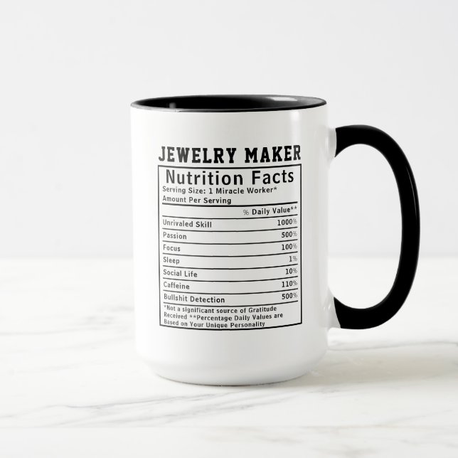 Caneca Funny Jewelry Maker Nutrition Facts Silversmith  (Direita)